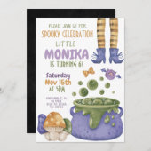 Halloween Cauldron Paarse Heks Verjaardag Kaart (Voorkant / Achterkant)