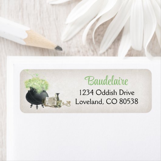 Halloween Cauldron Retouradres Etiket (Insitu)