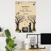 Halloween Cauldron Spooky Baby shower Welkom Poster (Thuiskantoor)