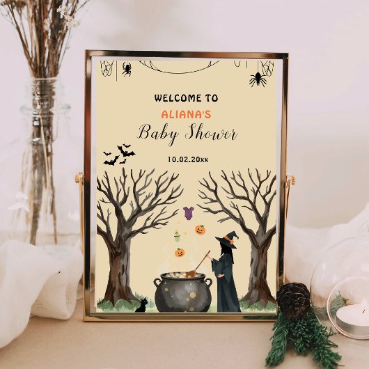 Halloween Cauldron Spooky Baby shower Welkom Poster