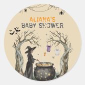 Halloween Cauldron Spooky Black Witch Baby Shower Ronde Sticker (Voorkant)