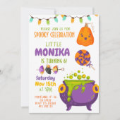 Halloween Cauldron Witch Birthday Uitnodiging (Voorkant)
