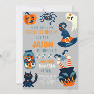 Halloween Cauldron Witch Birthday Uitnodiging