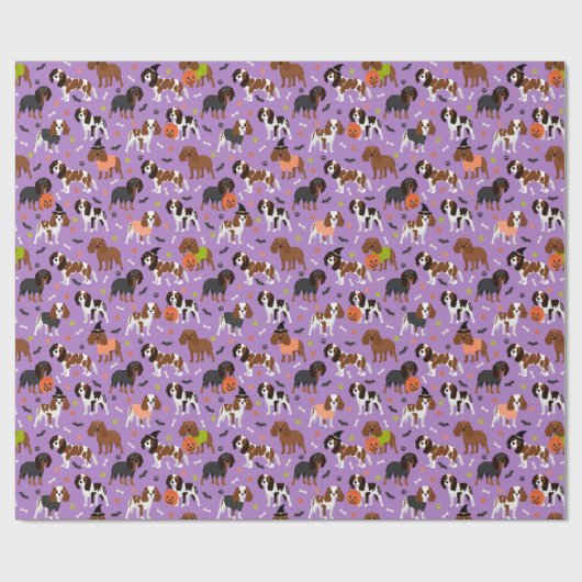 Halloween Cavalier King Charles Spaniel Cadeaupapier (Vlak)