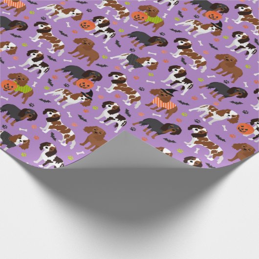 Halloween Cavalier King Charles Spaniel Cadeaupapier (Hoek)