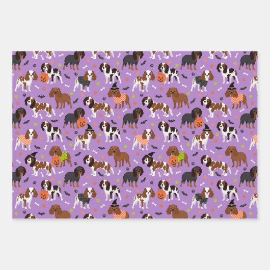Halloween Cavalier King Charles Spaniel Inpakpapier Vel (Voorkant 3)