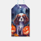Halloween Cavalier King Charles Spaniel Pompoenen Cadeaulabel (Voorkant)