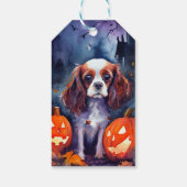 Halloween Cavalier King Charles Spaniel Pompoenen Cadeaulabel (Achterkant)
