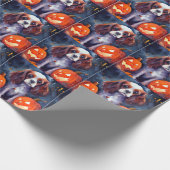 Halloween Cavalier King Charles Spaniel Pompoenen Cadeaupapier (Hoek)