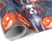 Halloween Cavalier King Charles Spaniel Pompoenen Cadeaupapier (Rol Hoek)