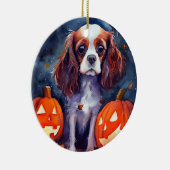 Halloween Cavalier King Charles Spaniel Pompoenen Keramisch Ornament (Rechts)