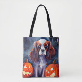 Halloween Cavalier King Charles Spaniel Pompoenen Tote Bag (Voorkant)