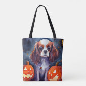 Halloween Cavalier King Charles Spaniel Pompoenen Tote Bag (Achterkant)