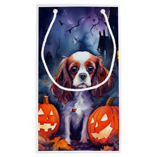 Halloween Cavalier King Charles Spaniel Pumpkins Klein Cadeauzakje (Achterkant)