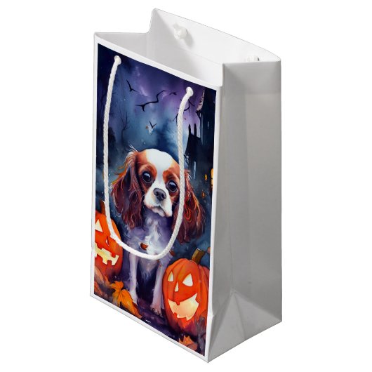 Halloween Cavalier King Charles Spaniel Pumpkins Klein Cadeauzakje (Voorkant Gekanteld)