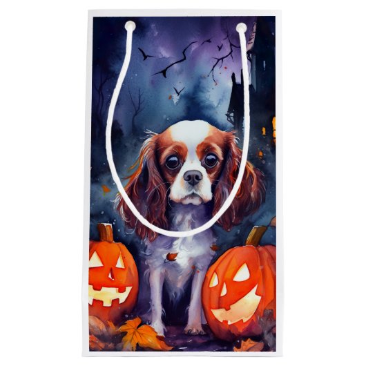Halloween Cavalier King Charles Spaniel Pumpkins Klein Cadeauzakje (Voorkant)