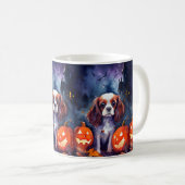 Halloween Cavalier King Charles Spaniel Pumpkins Koffiemok (Voorkant rechts)