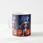 Halloween Cavalier King Charles Spaniel Pumpkins Koffiemok (Voorkant links)