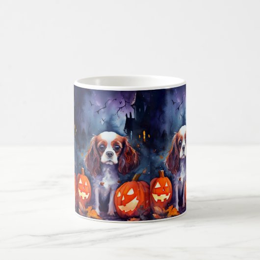 Halloween Cavalier King Charles Spaniel Pumpkins Koffiemok (Center)