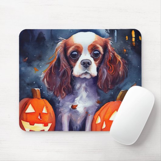 Halloween Cavalier King Charles Spaniel Pumpkins Muismat (Met muis)