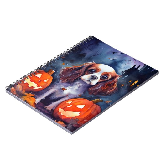 Halloween Cavalier King Charles Spaniel Pumpkins Notitieboek (Linkerzijde)