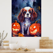 Halloween Cavalier King Charles Spaniel Pumpkins Poster (Keuken)
