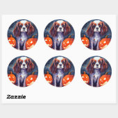 Halloween Cavalier King Charles Spaniel Pumpkins Ronde Sticker (Vel)