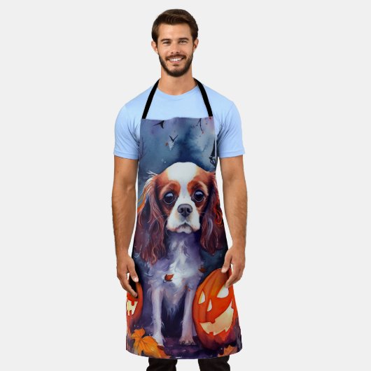 Halloween Cavalier King Charles Spaniel Pumpkins Schort (Gedragen)
