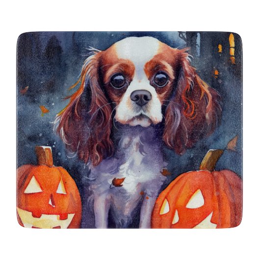 Halloween Cavalier King Charles Spaniel Pumpkins Snijplank (Voorkant)