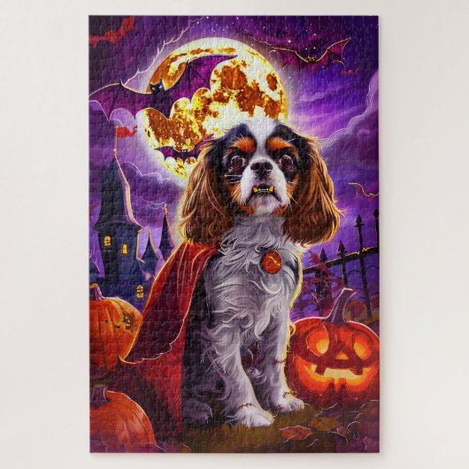 Halloween Cavalier King Vampier Pompoenen Griezele Legpuzzel (Verticaal)