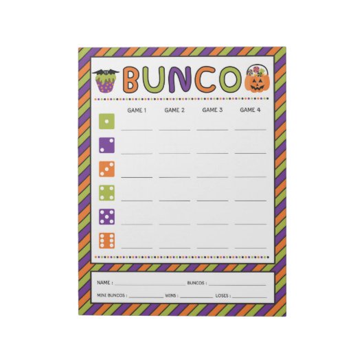 Halloween Celebration Bunco Game Score Card Notitieblok (Linkerzijde)