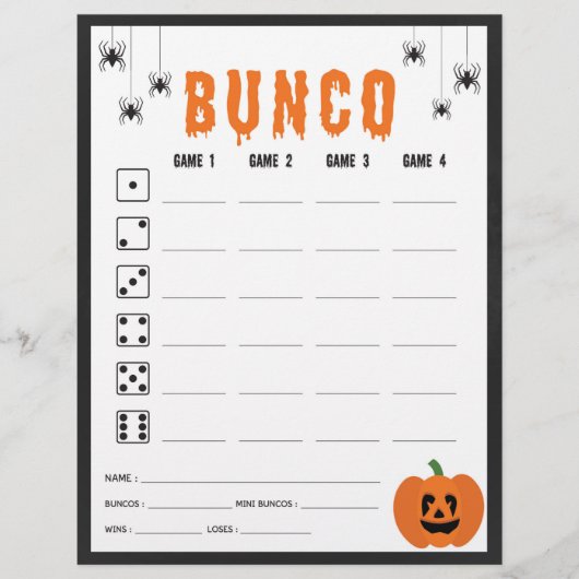 Halloween Celebration Bunco Game Score Kaart (Voorkant)