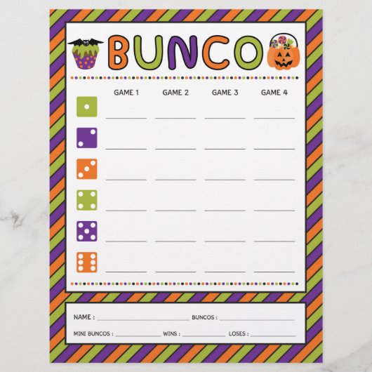 Halloween Celebration Bunco Game Score Kaart (Voorkant)