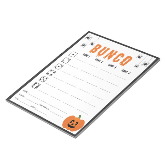 Halloween Celebration Bunco Game Score Kaart Notitieblok (Schuin)