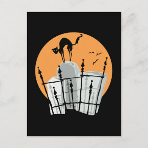 Halloween Cemetery Cat Briefkaart