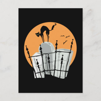 Halloween Cemetery Cat Briefkaart