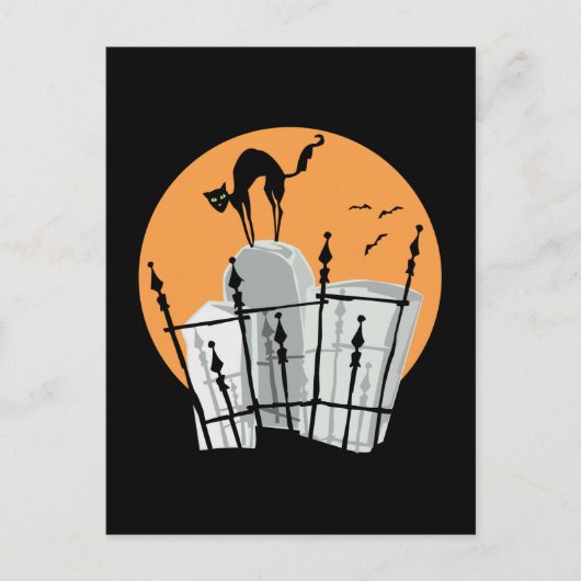Halloween Cemetery Cat Briefkaart (Voorkant)