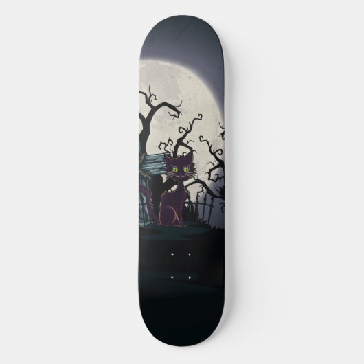  Halloween Cemetery Cat Persoonlijk Skateboard (Voorkant)