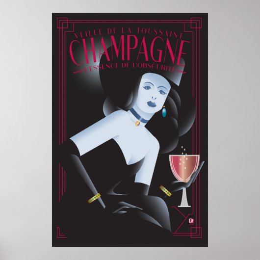 Halloween Champagnereclameposter Poster (Voorkant)