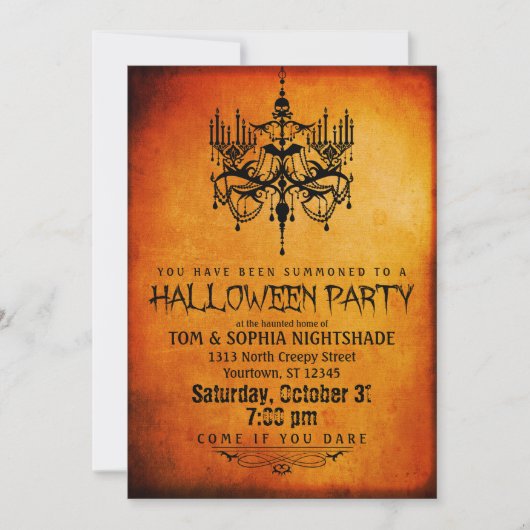 Halloween Chandelier Party Invitation Kaart (Voorkant)