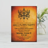 Halloween Chandelier Party Invitation Kaart (Staand voorkant)