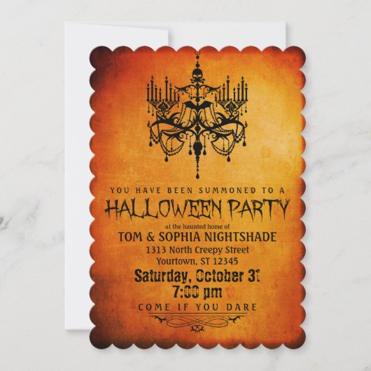 Halloween Chandelier Party Invitation Kaart (Voorkant)