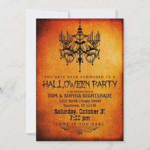 Halloween Chandelier Party Invitation Kaart