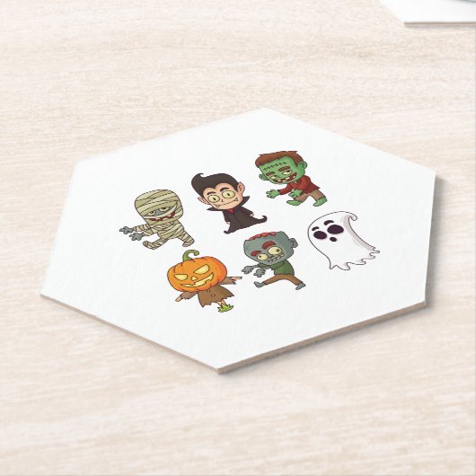 Halloween Characters Kartonnen Onderzetters (Schuin)