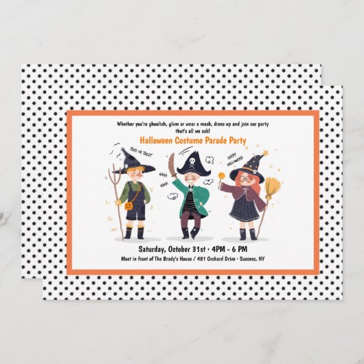 Halloween Characters Kostuum Parade Kaart (Voorkant / Achterkant)