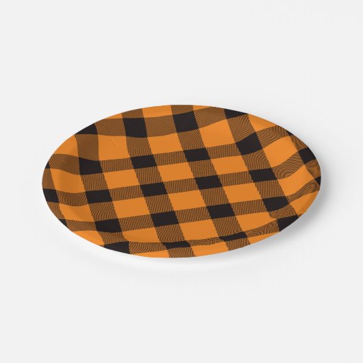 Halloween Check Patroon Papieren Bordje (Gekanteld)