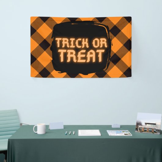 Halloween Check Patroon Spandoek (Beurs)