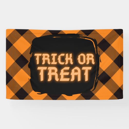 Halloween Check Patroon Spandoek (Horizontaal)
