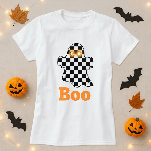 Halloween Checkerboard Ghost Boo T-shirt