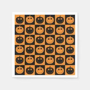 Halloween Checkers Patroon met pompoenen Servet
